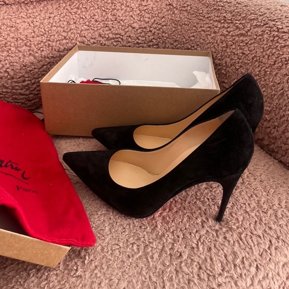Christian Louboutin Heels (size 40 / 9.5) - Alminette 100mm black suede pumps - Picture 1 of 6